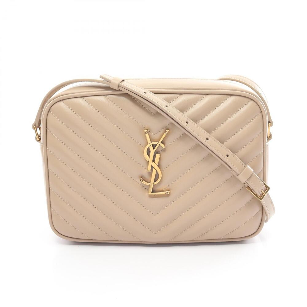 Saint Laurent Paris LOU Monogram Camera Bag Shoulder Leather Beige